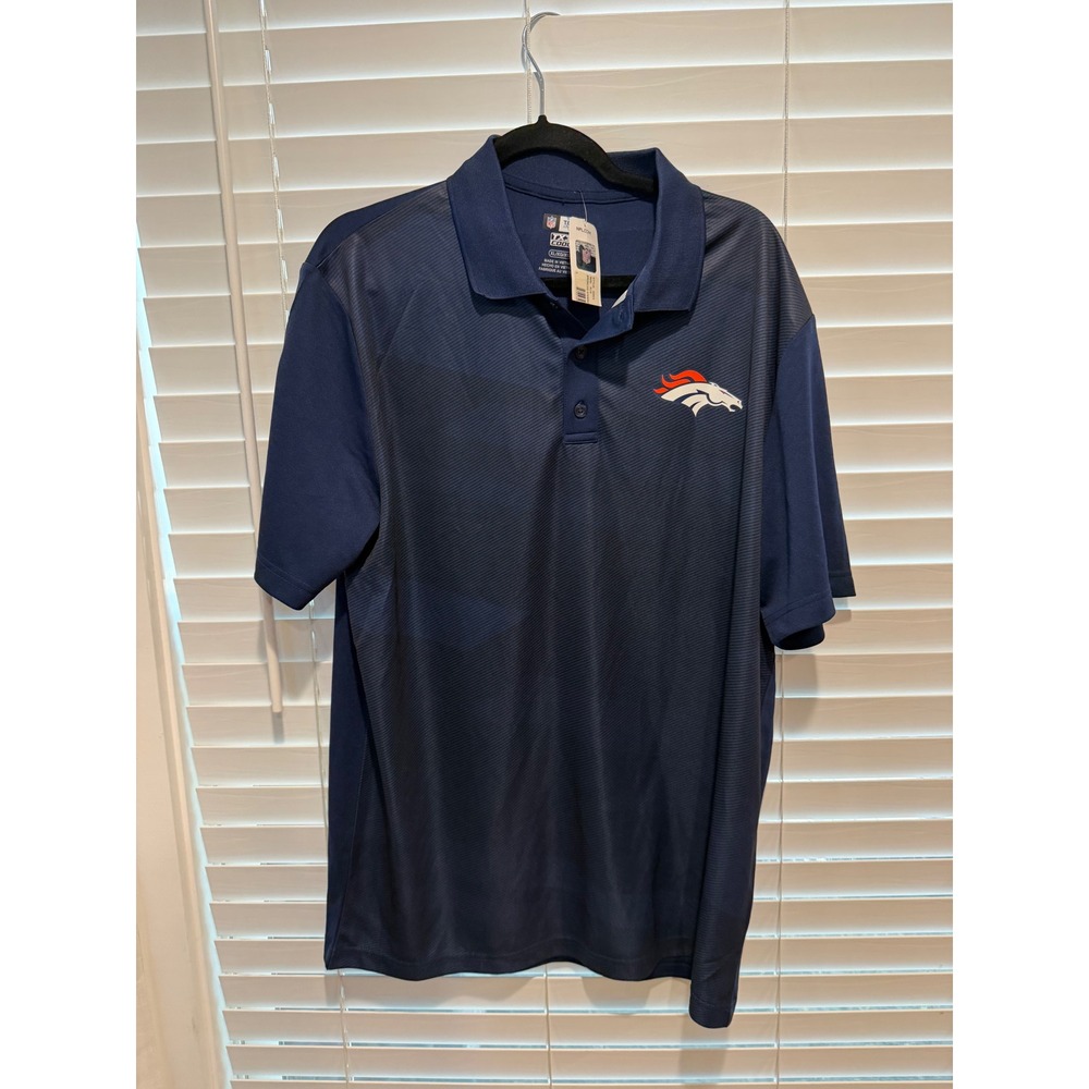 NFL Team Apparel Denver Broncos Polo Shirt Mens XL Navy Blue TX3 COOL New NWT
